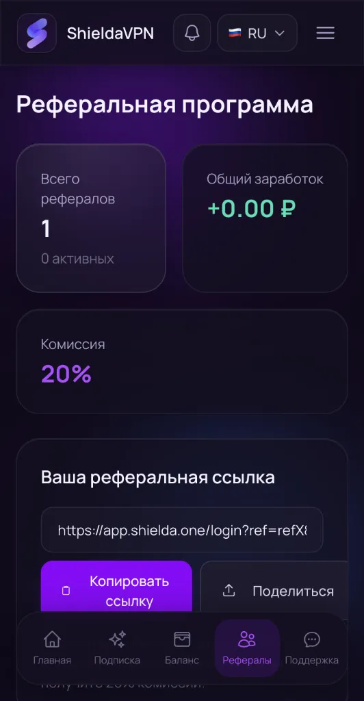 Статистика рефералов